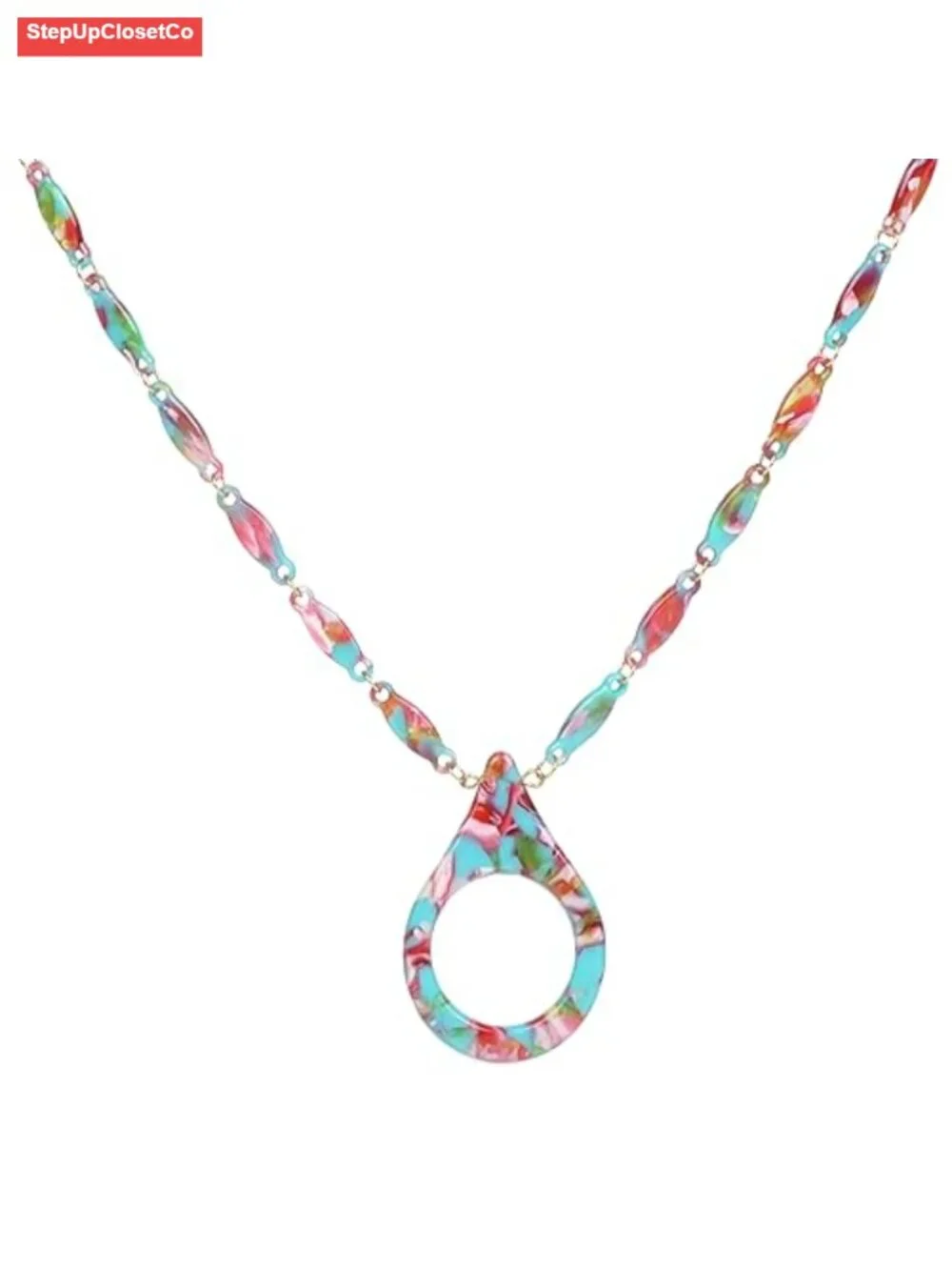 Gold Stainless Steel Sunglasses Chain Strap Holder with Acrylic Beads Necklace